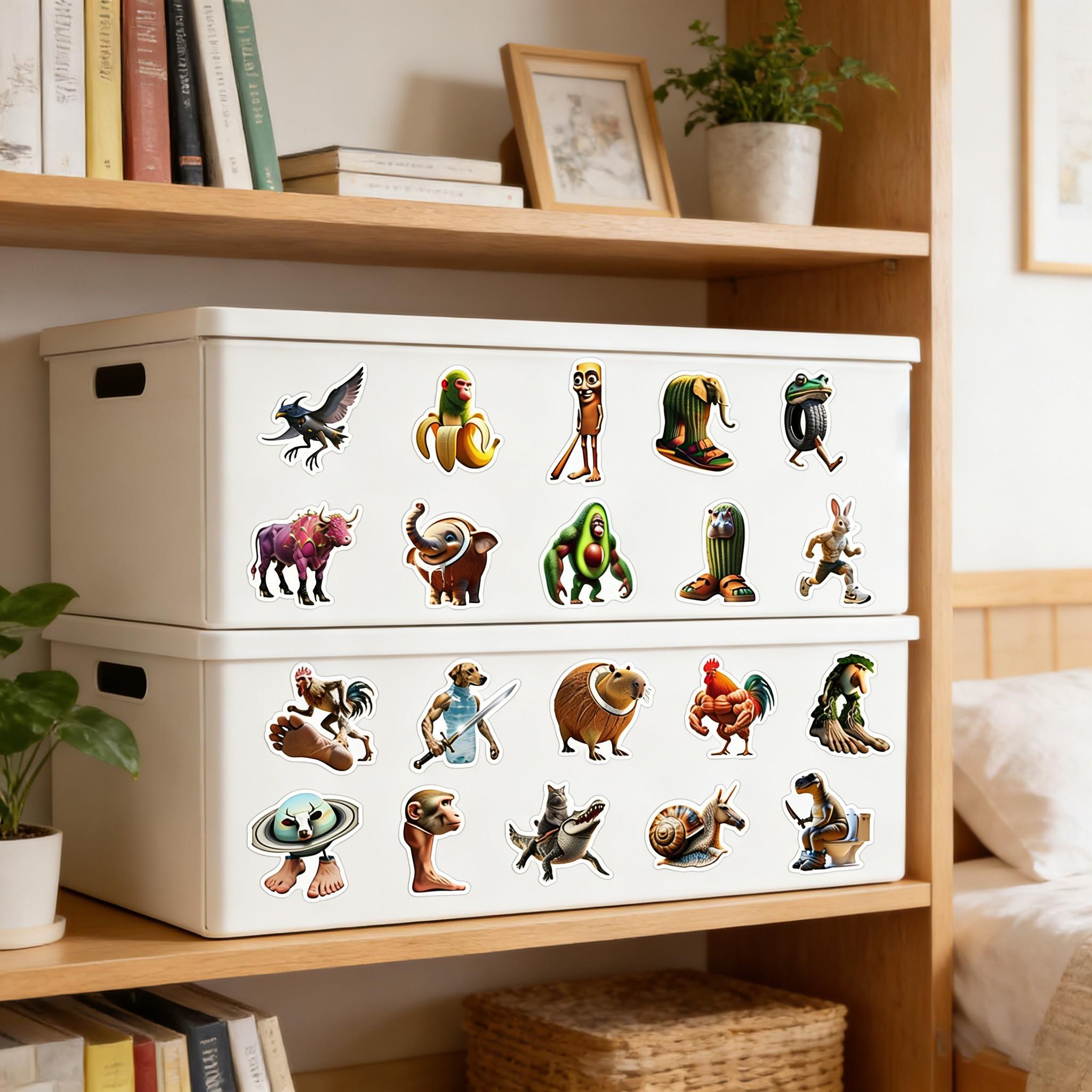 1Pc 50PCS Myth Creature Stickers Funny Weird Cartoon Monster Vinyl Waterproof Decals Aesthetic Graffiti Sticker Pack for Laptop Water Bottle Phone Case Skateboard Helmet Scrapbook DIY Decor Gift Spring Summer Party Supplies