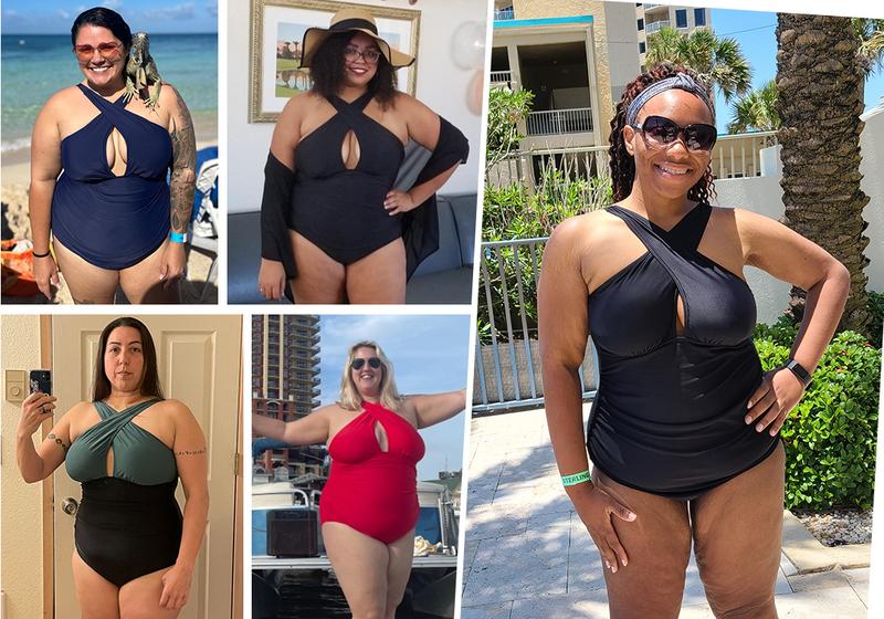 Daci Womens Front Cross Plus Size One Piece Swimsuits Tummy Control Keyhole Bathing Suits Swimwear Daci Womens Front Cross Plus Size One Piece Swimsuits Tummy Control Keyhole Bathing Suits Swimwear