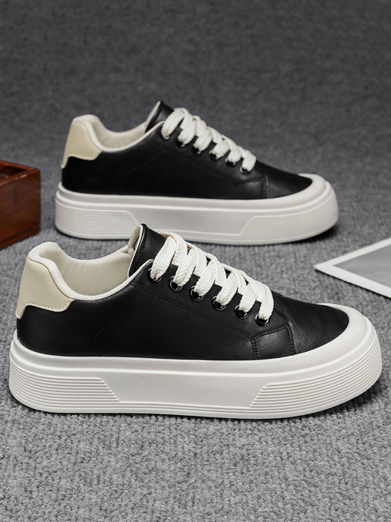 Men's Vintage Low Top Casual Shoes, Olive Patchwork Thick Sole Board Sneakers, Soft Anti-Slip Height-Increasing Shoes, Fall Winter 2026