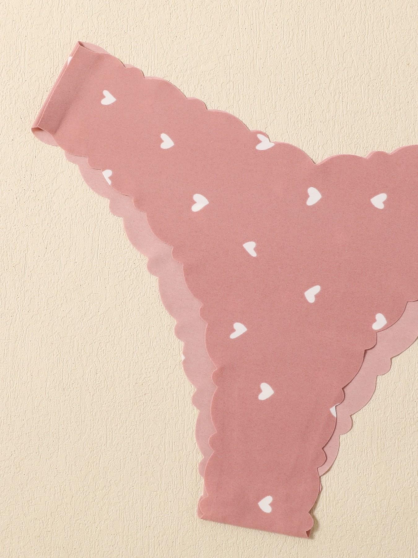 6-Pack Cute Heart & Leopard Print Women's Underwear, High-Quality Designer Briefs with Wavy Edge Design, Perfect Valentine's Day Gift