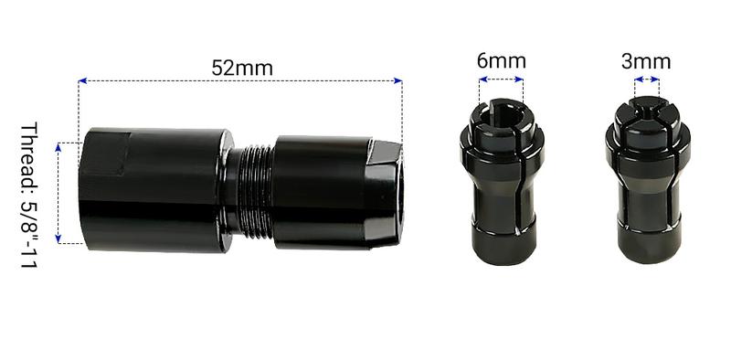 LOZLIN 3MM & 6MM (1/8" & 1/4") Angle Grinder to Straight Grinder Adapter - 5/8-11 Thread Converter for DeWalt/Makita - Accessories for Rotary Bits Power Tools Hardware
