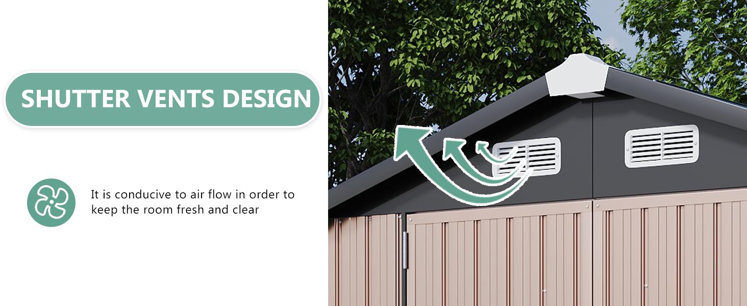 Aoxun Storage Shed 6x4 FT Metal Shed Galvanised Steel Garden Shed with Lockable Doors Outdoor Waterproof Shed for Bike Storage, Tool Storage, Temporary Storage (Brown)