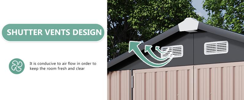 Aoxun Storage Shed 6x4 FT Metal Shed Galvanised Steel Garden Shed with Lockable Doors Outdoor Waterproof Shed for Bike Storage, Tool Storage, Temporary Storage (Brown)