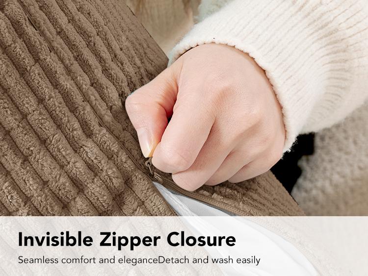 Deconovo 4-Pack Throw Pillow Covers, Soft Corduroy Fabric with Striped Pattern, Perfect for Sofa, Bedroom, and Living Room