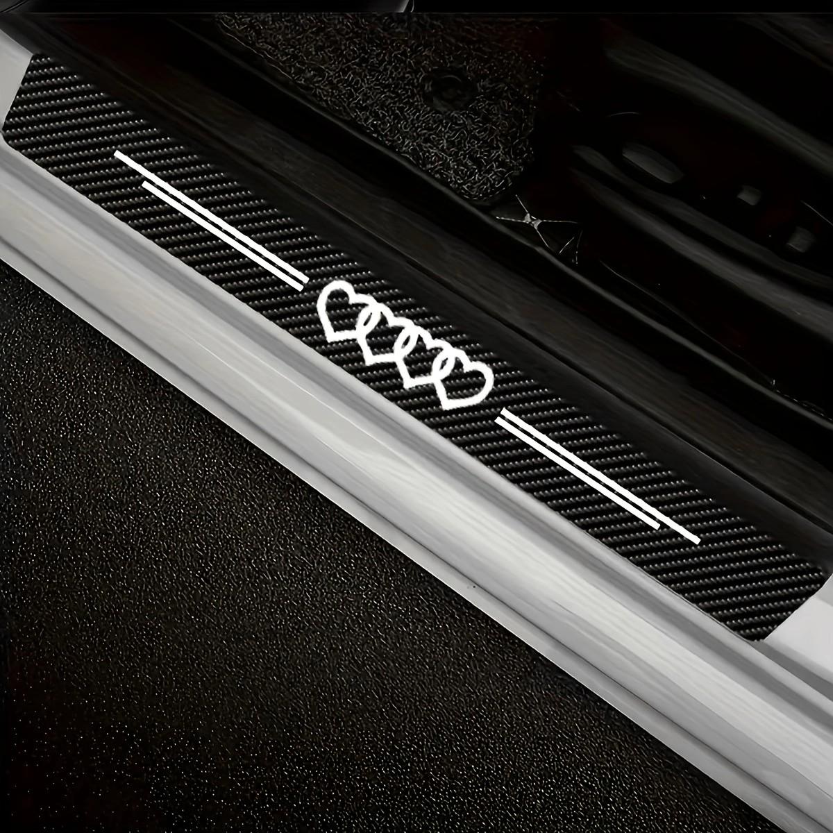 5-Pack Heart Carbon Fiber Car Threshold Guards, Scratch-Resistant Decorative Trim, Perfect Fit for Vehicle Protection