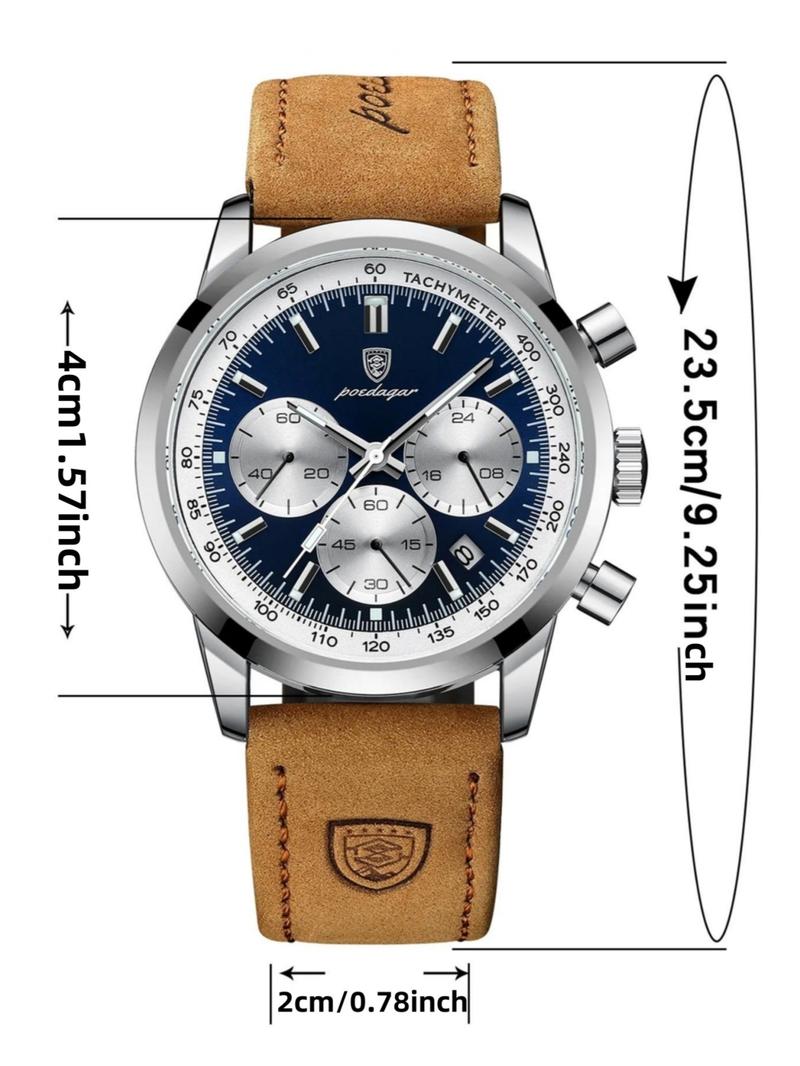 Men's Business Fashion Elegant Round Dial Analog Quartz Watch, Waterproof & Luminous Watch for Party, Daily Clothing Decor, Exquisite Watch As Gift without Box