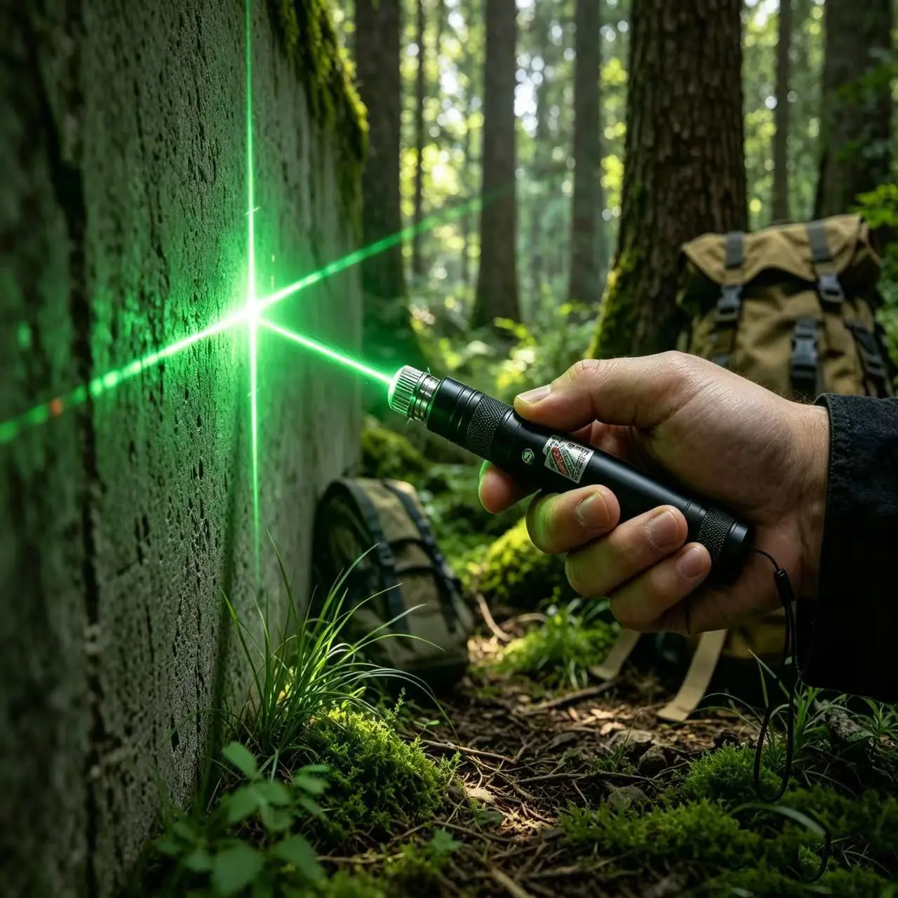 Crosshair Laser Pointer, High Precision Outdoor Explorer, Portable, 2200m Range, Metal Grip, Adjustable Focus, Durable, Multi-Use Tool
