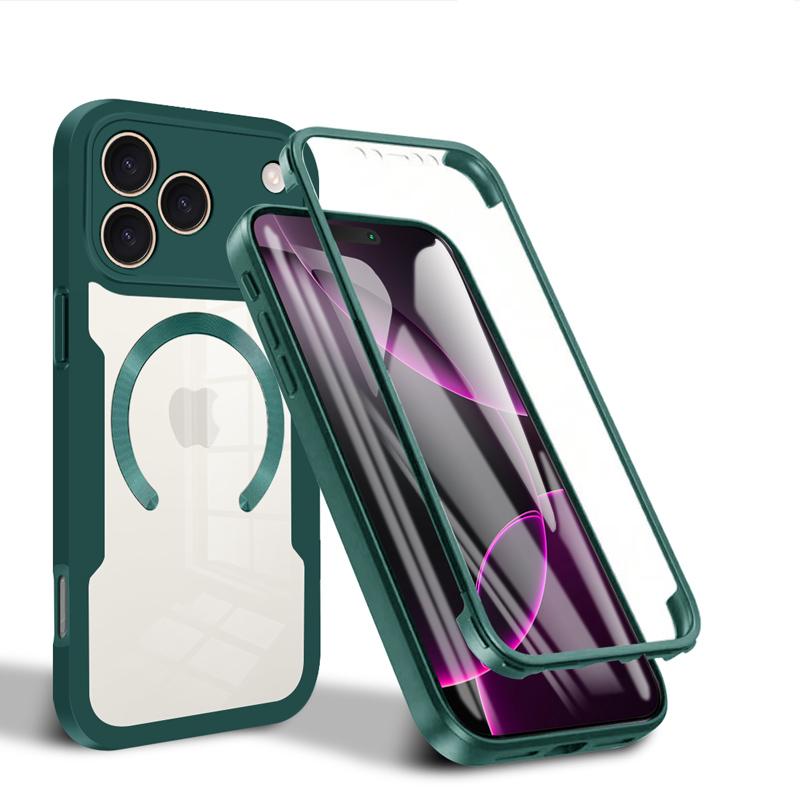 Screen Full Coverage Silicone Case, Ultra-Thin Transparent Magnetic Charging, Anti-Fingerprint Drop Proof Scratch Protection for iPhone