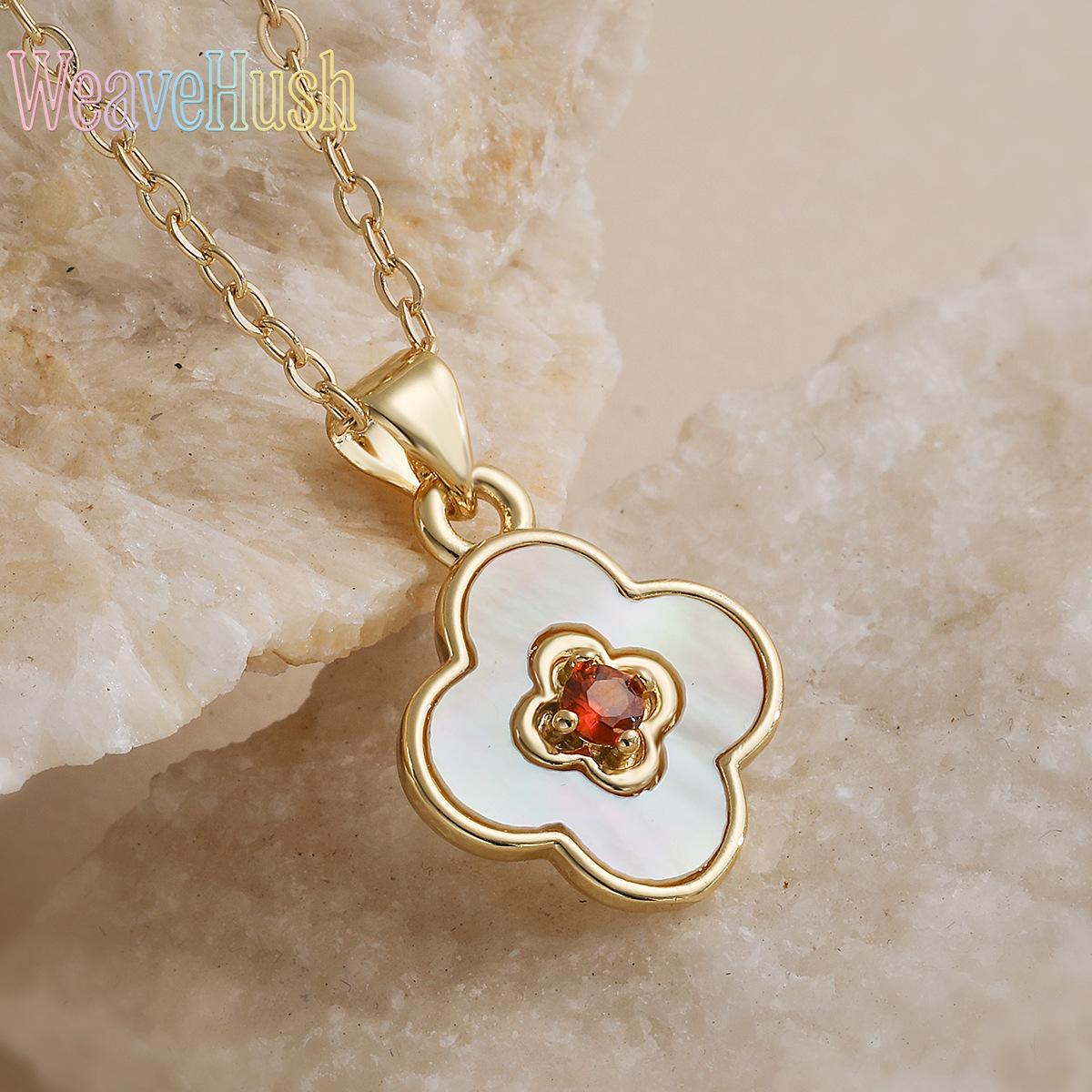 New Women’s Flower Pendant Necklace, Viral Fashion Light‑Luxury 18K Gold‑Plated Copper Collarbone Chain, Zircon & White Shell Inlay Niche Versatile Dainty Jewelry, Hypoallergenic Statement Accessory for Daily Wear, Date Night, Party Styling & Trendy Gift‑