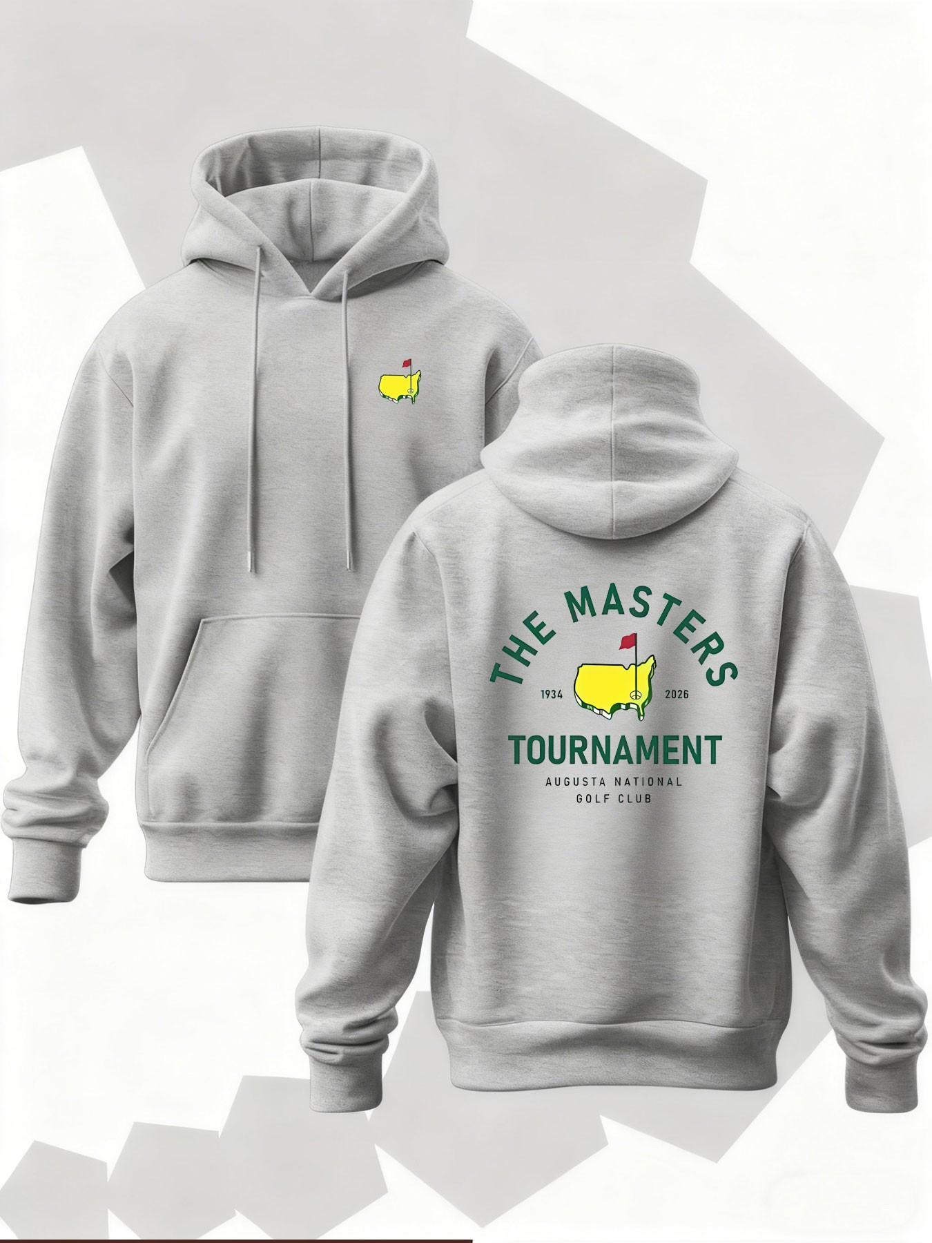 New Men's Hooded Sweatshirt with Map Outline Print, Soft Stretch Knit Fabric, Casual Daily Wear, All Season Hoodie, Fun Style Top