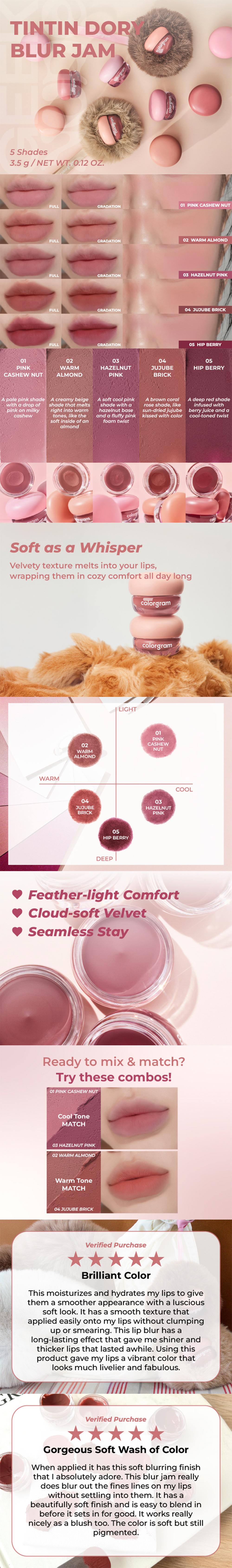 Colorgram Nude Blur Jam | Velvet & Comfort Matte Lip Stain | 2-in-1 Lip & Cheek | Lightweight & Buildable | K-Beauty Makeup Colorgram Nude Blur Jam | Velvet & Comfort Matte Lip Stain | 2-in-1 Lip & Cheek | Lightweight & Buildable | K-Beauty Makeup