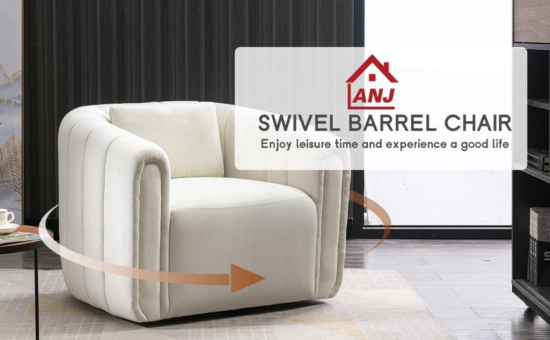 [TikTokShopBlackFriday]EBELLO Spring Velvet Swivel Accent Chair - Beige Decorative Rotating Chair for Living Room, Cozy Reading Nook & Boho Home Decor, Soft Padded Seat
