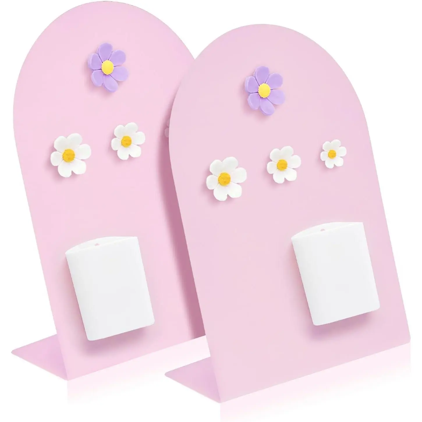 Desk Magnetic Message Board, Metal Bulletin/Memo Board with Magnetic Pen Holder and Flower Pins with Stand, Souvenir/Photo Display Board for Home, Office, Dormitory, Apartment, 8 * 11Inch (Pink)