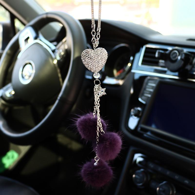 Fluffy Heart Rearview Mirror Charm, Cute Fuzzy Car Accessories for Women, Aesthetic Car Interior Hanging Decoration, Gift for Her Fluffy Heart Rearview Mirror Charm, Cute Fuzzy Car Accessories for Women, Aesthetic Car Interior Hanging Decoration, Gift for Her