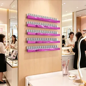 Mirror Acrylic Nail Polish Rack, 15 Inch Wall Mounted Shelf, Organizer for Nail Polishes & Accessories