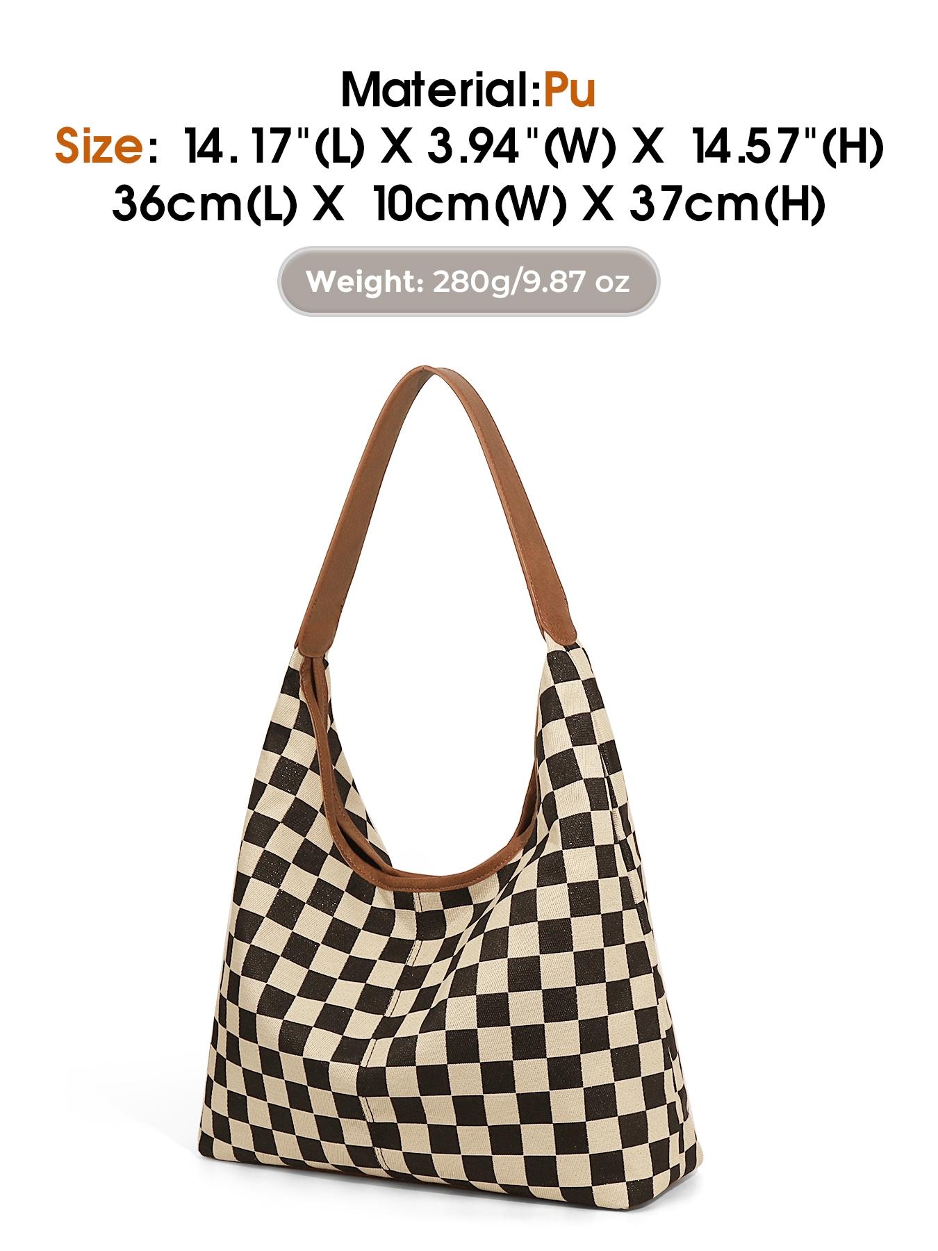 Large-Capacity Checkerboard Tote Bag Daily Bag For Travel And Shopping Shoulder Bag With Inner Pocket, Durable Polyester Material, Lightweight Tote Bag, Checked Pattern Tote