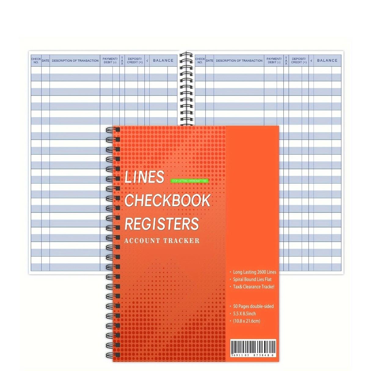 Lines Checkbook Register, 100 Pages, Thick Paper, 5.5x8.5 Inches, Accounting Journal for Small Businesses & Individuals, Track Accounts, Deposits, Expenses, Balances