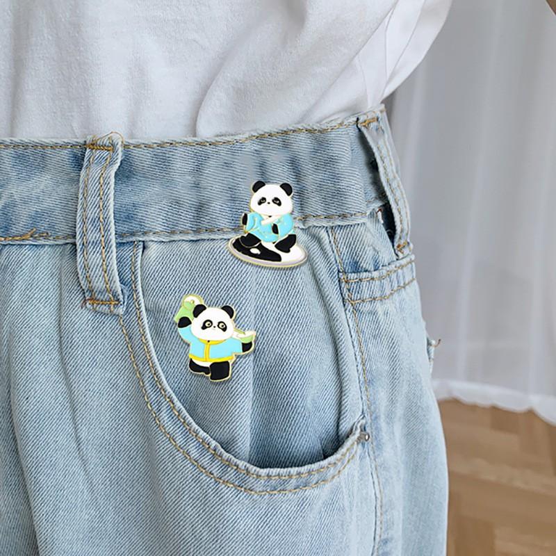 Chinese Style Panda Pin Badge, Cartoon Emblem, Backpack Couple Clothes Accessory, Button Clip Decoration, Memorial Gift