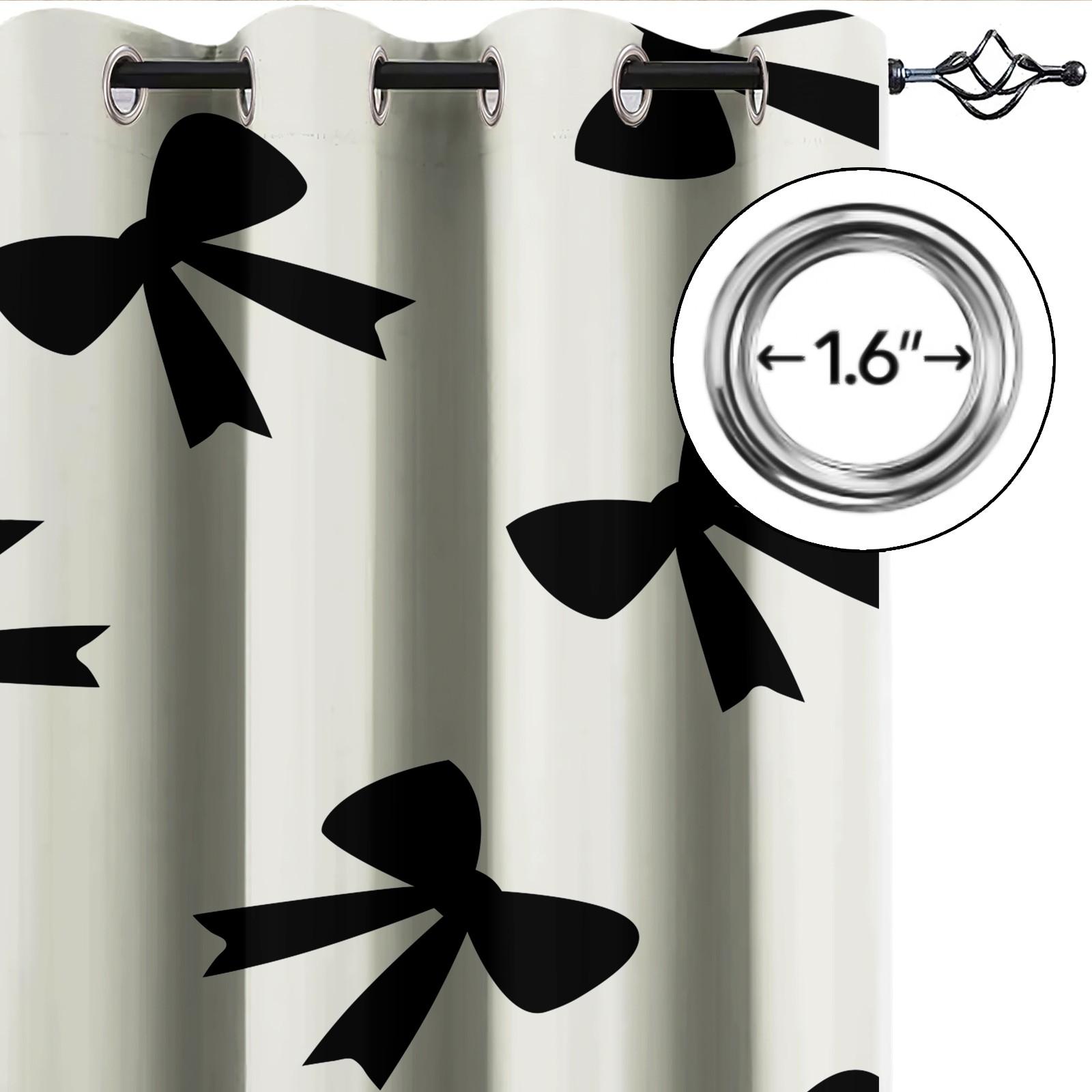 2Pcs INS Style Bow Curtains, Gentle Girly Design, High Shading Smooth Drape, Ideal for Influencer Bedroom Living Room Backdrop Decor