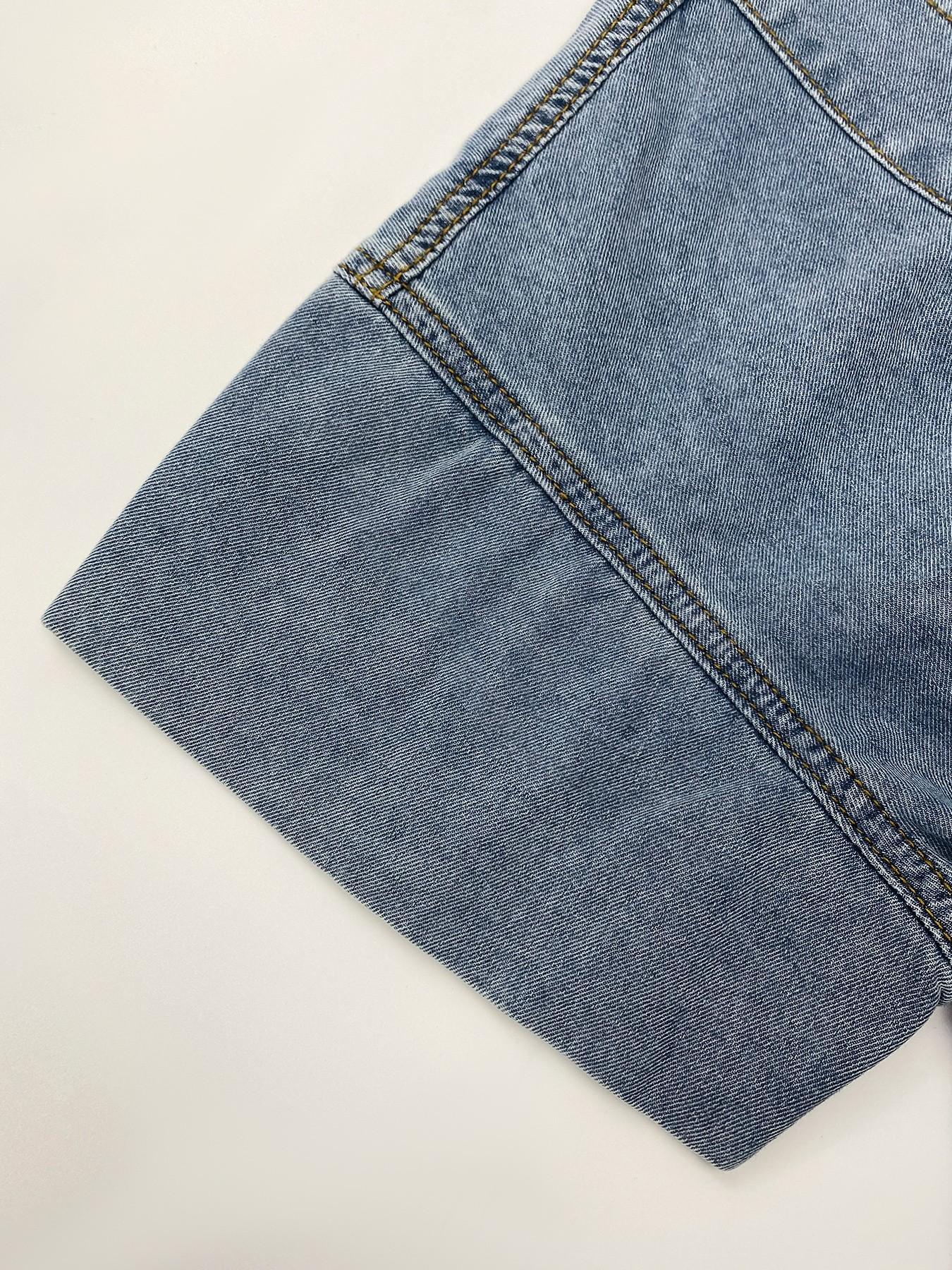 Women's Denim Two-Piece Set, Vintage Tie-Back Short Top, Wide Leg Pants, Casual Loose Fit, Summer