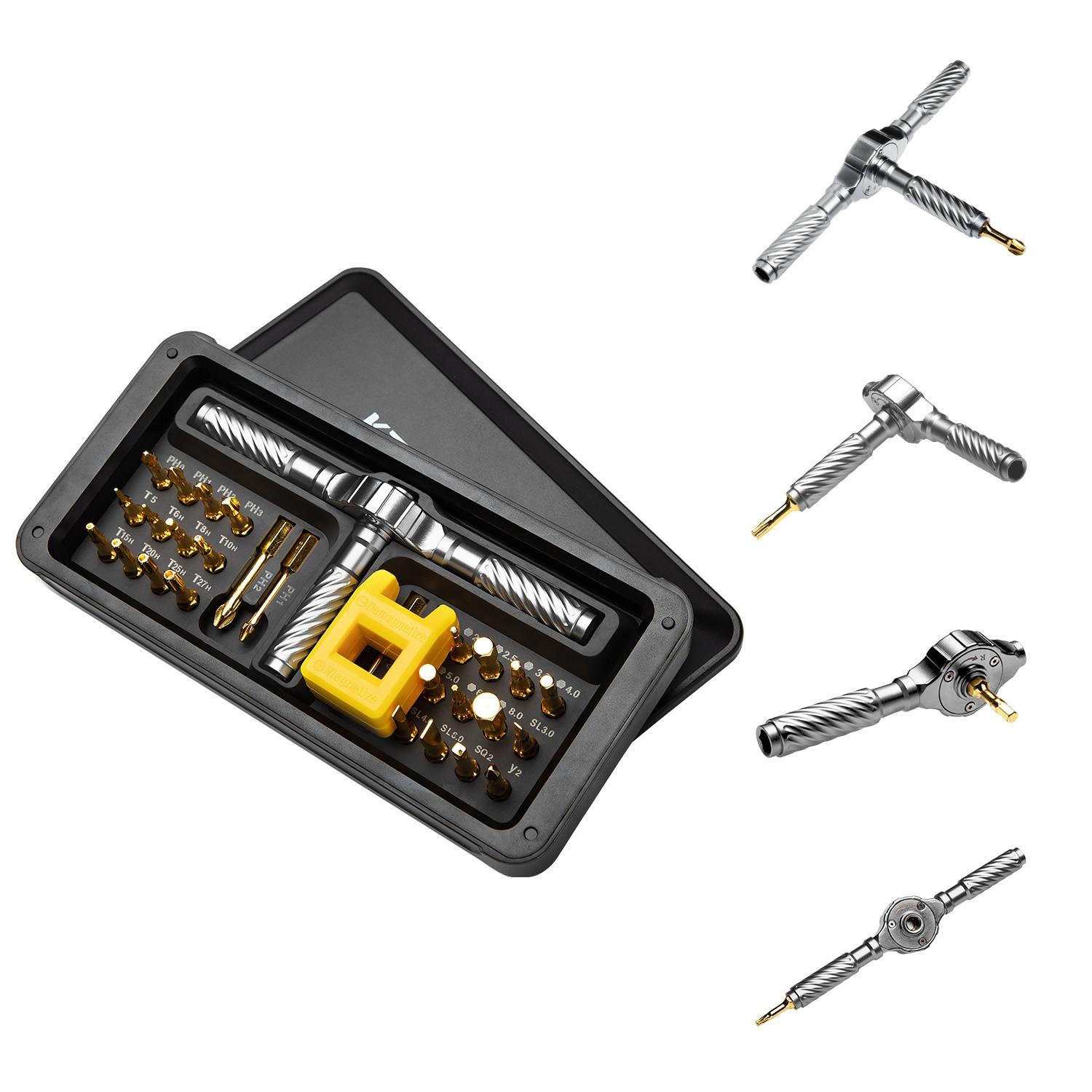 30-In-1 T-Type Ratchet Screwdriver Set, Strong Magnetic Bits, Portable Home Repair Tool Kit, Essential for DIY Projects