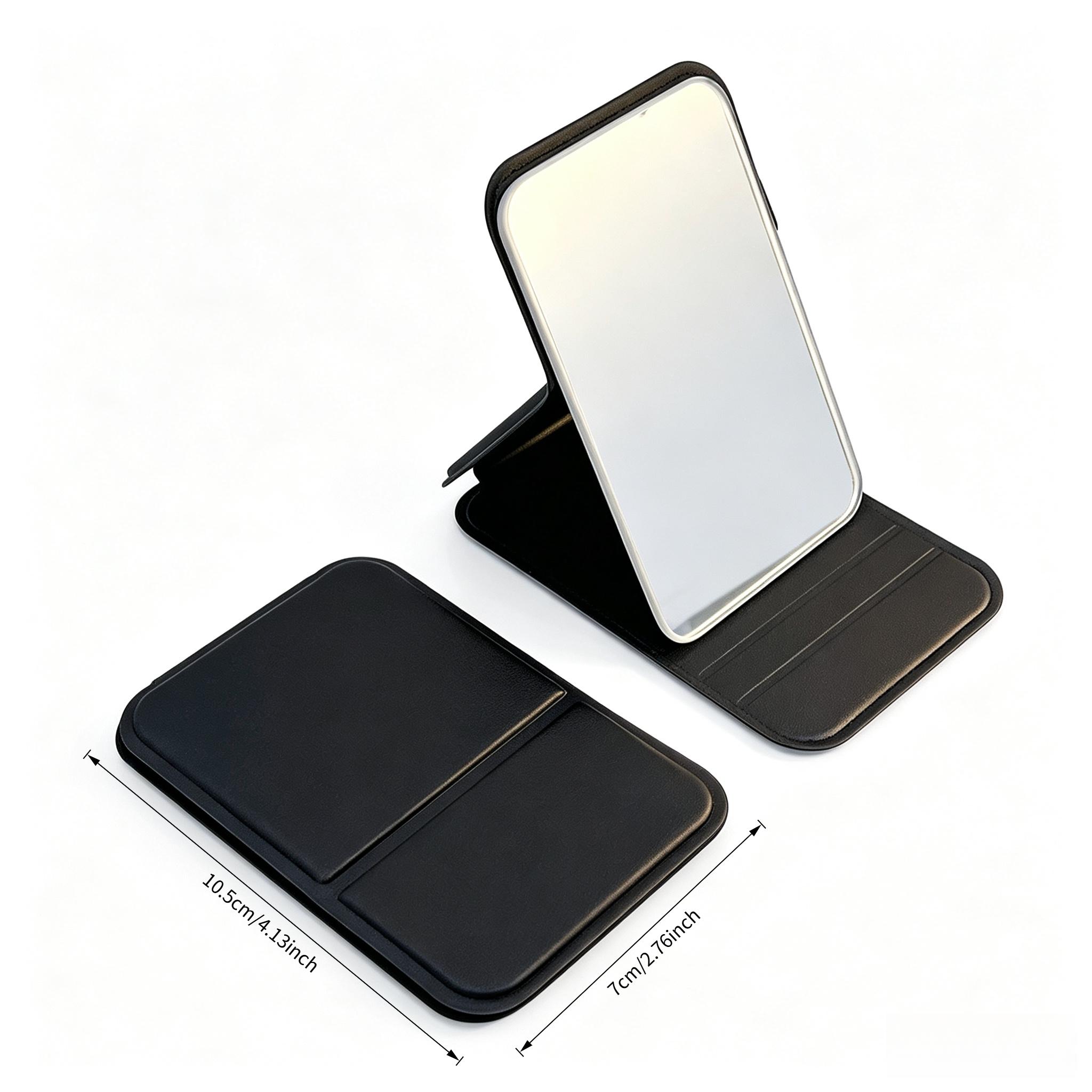 Portable Foldable Makeup Mirror, 1 Count Pocket Foldable Makeup Mirror, Pu Leather Makeup Mirror for Home Bathroom Outdoor Travel, Travel Hand Mirror, Cosmetic Mirror-YY1