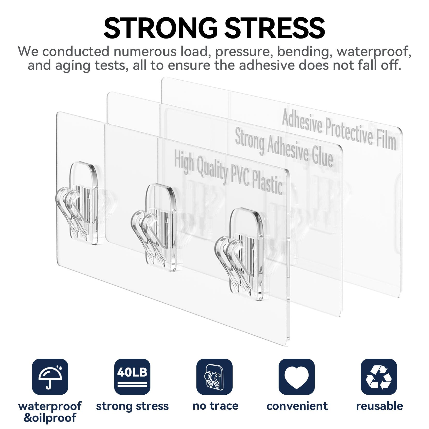 YASONIC 2/3/5 Pack Shower Caddy Adhesive Replacement, Strong Adhesive Hooks for Shower Caddy, Waterproof Shower Adhesive Strips, No Drilling, for Bathroom Storage Shelves and Kitchen Racks