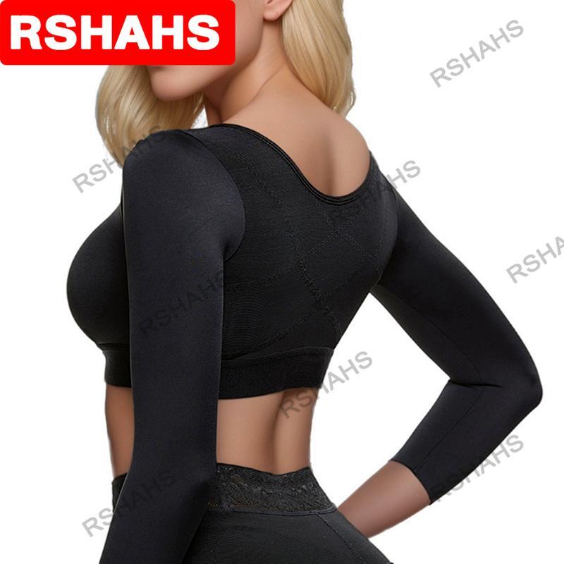 S-5XL Big Size Arm Shaper for Women Post Surgery Push Up Bra Compression Long Sleeves Corset Corrector Front Closure Seamless Shapewear Black Lace Zippered Womenswear Basic Minimalist Nylon White