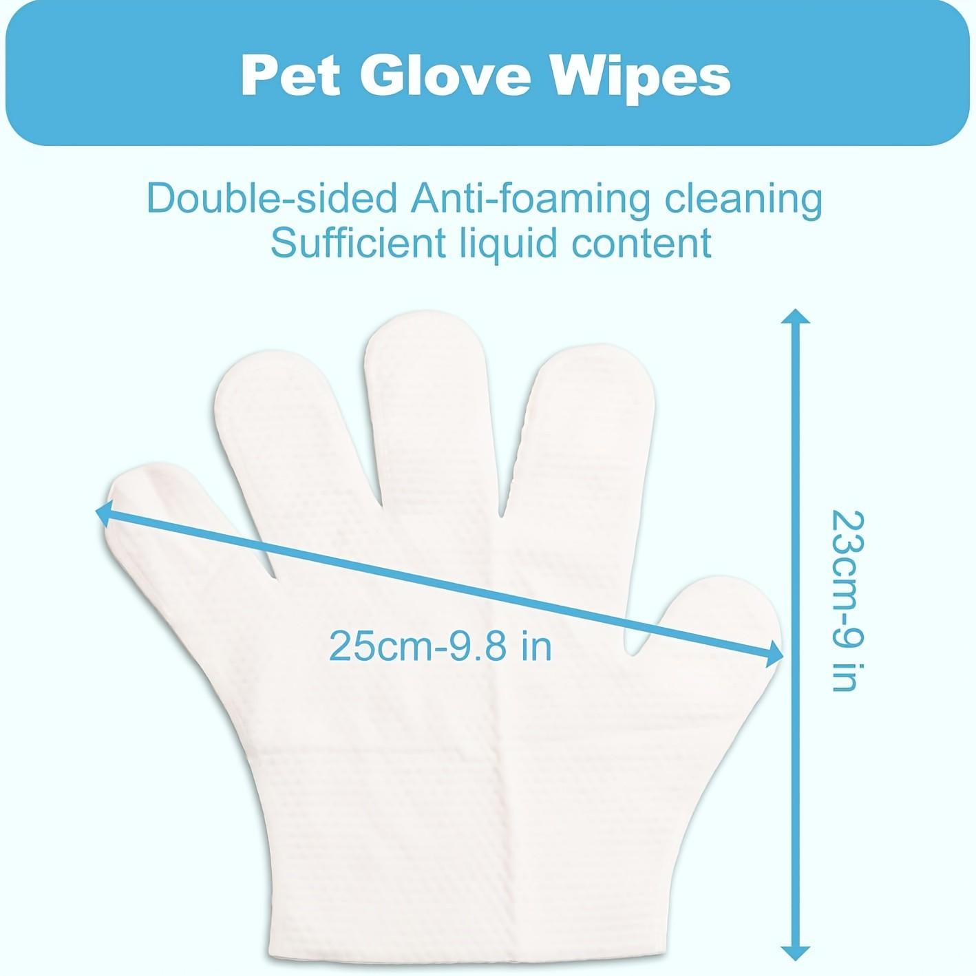 6-Count Pet Cleaning Deodorizing Glove Wipes, Rinse-Free Disposable Bathing Wipes, Hypoallergenic Unscented, Quick-Dry Grooming Wipes