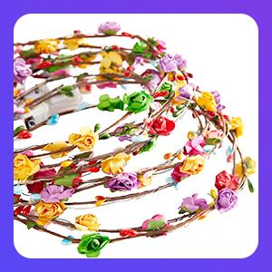 40 Pcs Birthday Party LED Flower Crown Wreath Light up Flower Headband Garland Headdress Floral Headpiece for Women Hair Accessories Decor Holiday Birthday Wedding Party