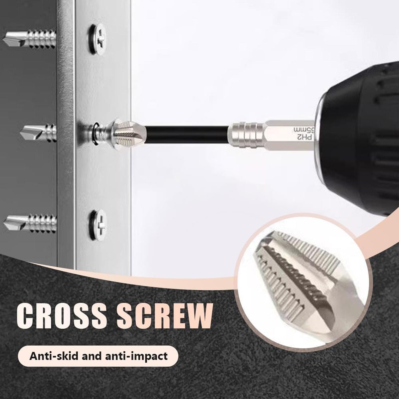 K5 Impact-Resistant and Non-Slip Bit,Impact Driver Bit Set,Titanium Alloy Impact Non-Slip Cross Head,High Magnetic Screwdriver Drill Bit