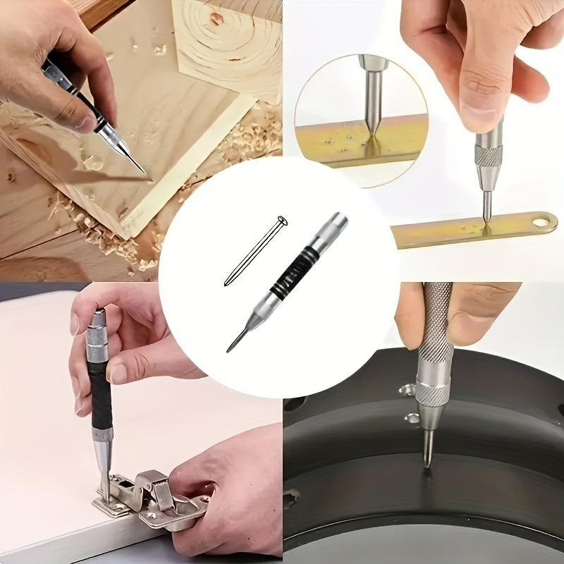 Automatic Center Punch with 1 Replacement Tip, 1 Count Adjustable Center Hole Punch Marker, Spring Loaded Drill Center Hole Punch, Adjustable Mechanism, Specialty Hand Tools