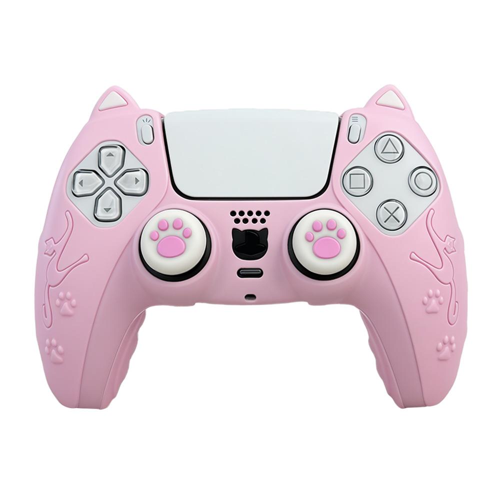 Cute Skin Protection Case for Playstation5 Controller, Includes 1 Handle Cover and 2 Custom Thumb Grips, Perfect Accessory Set, Gaming Console Accessories