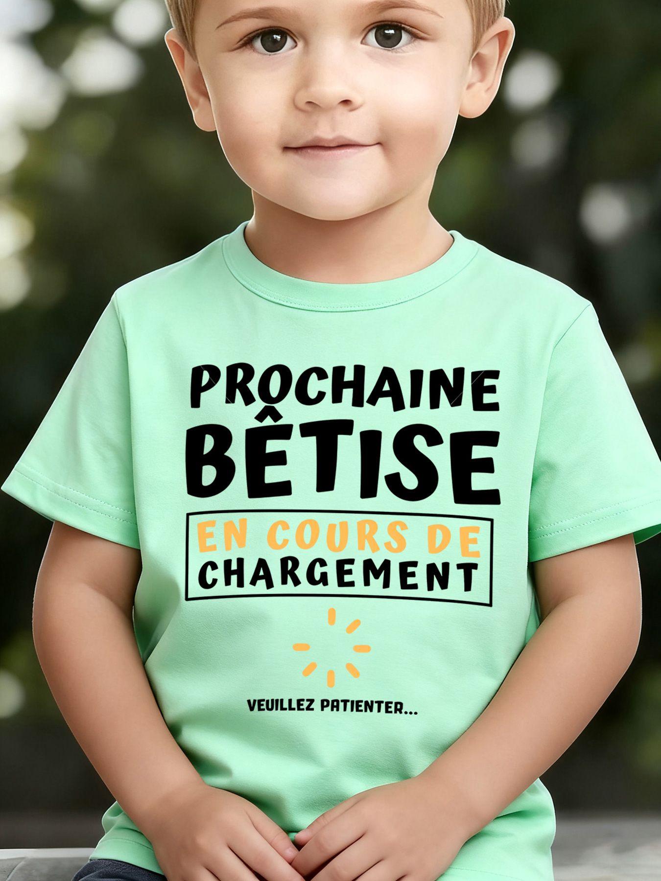 Boys' Summer Breathable & Comfortable "Next Prank Loading Please Wait" Cartoon Print (3-12Y) Casual Sports T-Shirt