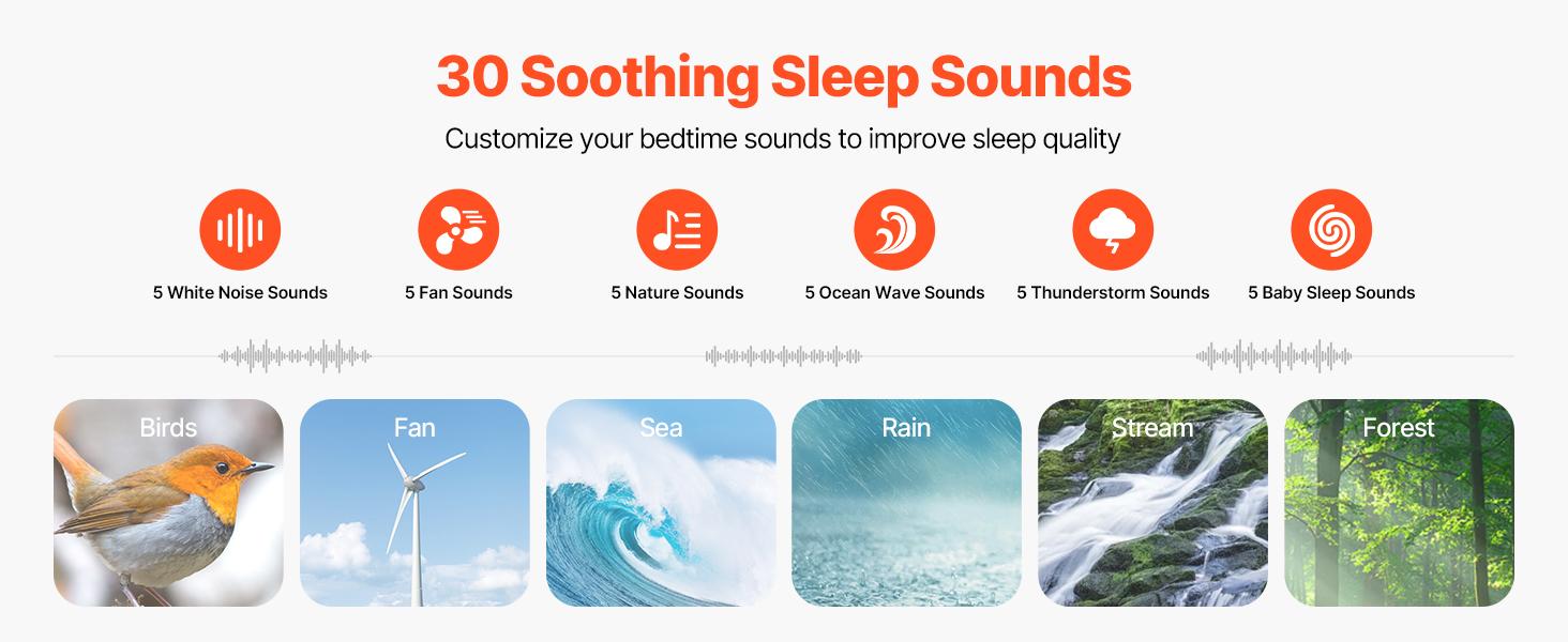 Summervibes VEVOR Sound Machine, 30 Soothing Sleep Sounds, 3-in-1 Portable and Hangable White Noise Sound Machine with Auto-Off Timer, Soft Ring Light and Memory Function, for Baby, Adults, Home, Office Travel