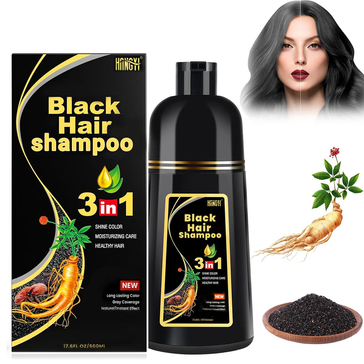 500ml Hair Dye Shampoo 3 in 1, Herbal Ingredients, Contains Ginseng Extract, Can covergray hairs, Natural Haircoloring, Plant Haircare, black hairdye, Salon