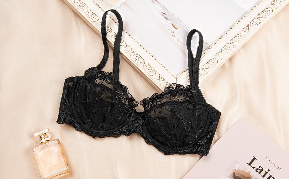 Wingslove Women's Plus Size Unlined Floral Lace Bras No Padding Underwire Bralettes