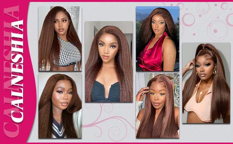 Brown Kinky Straight Bundles Yaki Straight Human Hair Bundles Unprocessed Brazilian Virgin Hair Kinky Straight Human Hair For Black Women