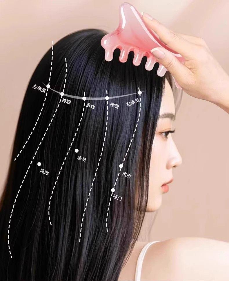 Four-in-one multifunctional pink scalp massage comb for girls