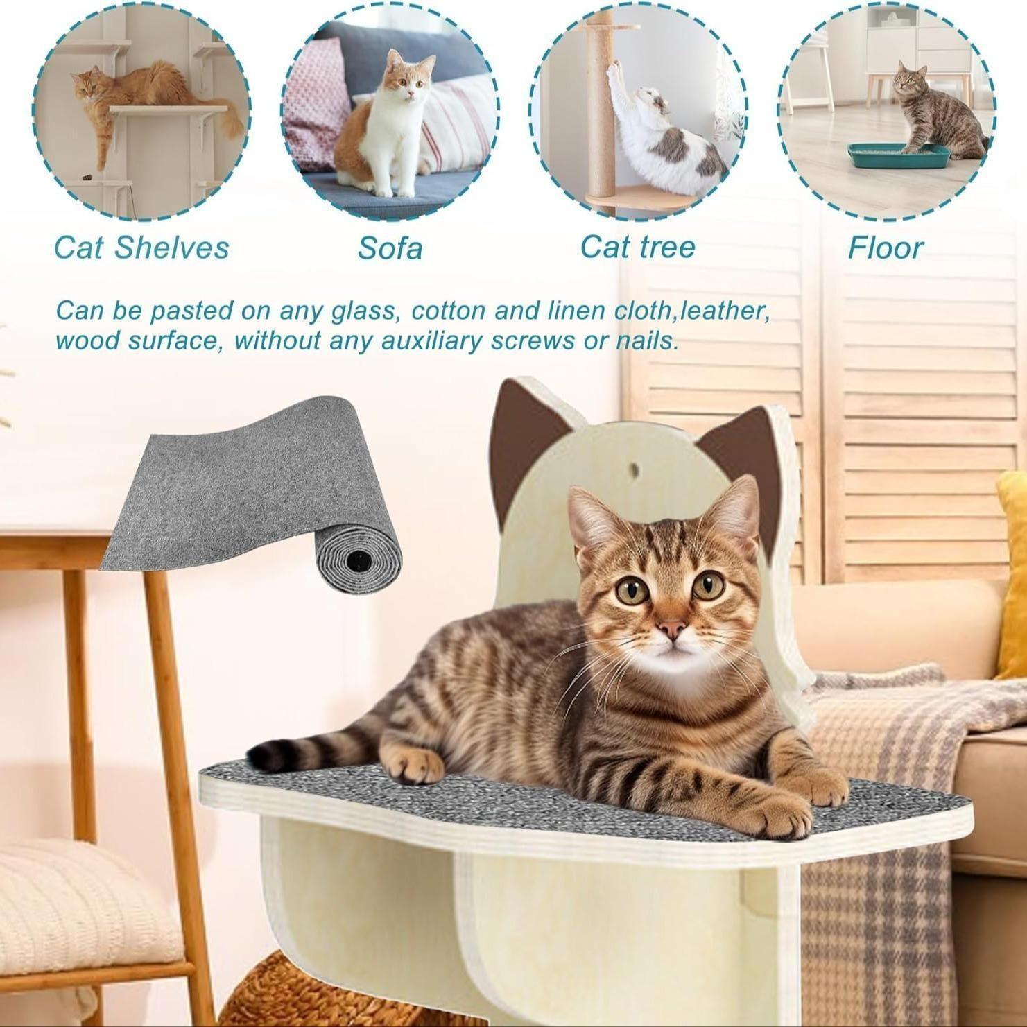 Self-Adhesive Cat Scratching Post, Customizable Cat Climbing Pad, Sofa and Wall Furniture Protector, Durable Pet Accessory, Vertical Scratcher