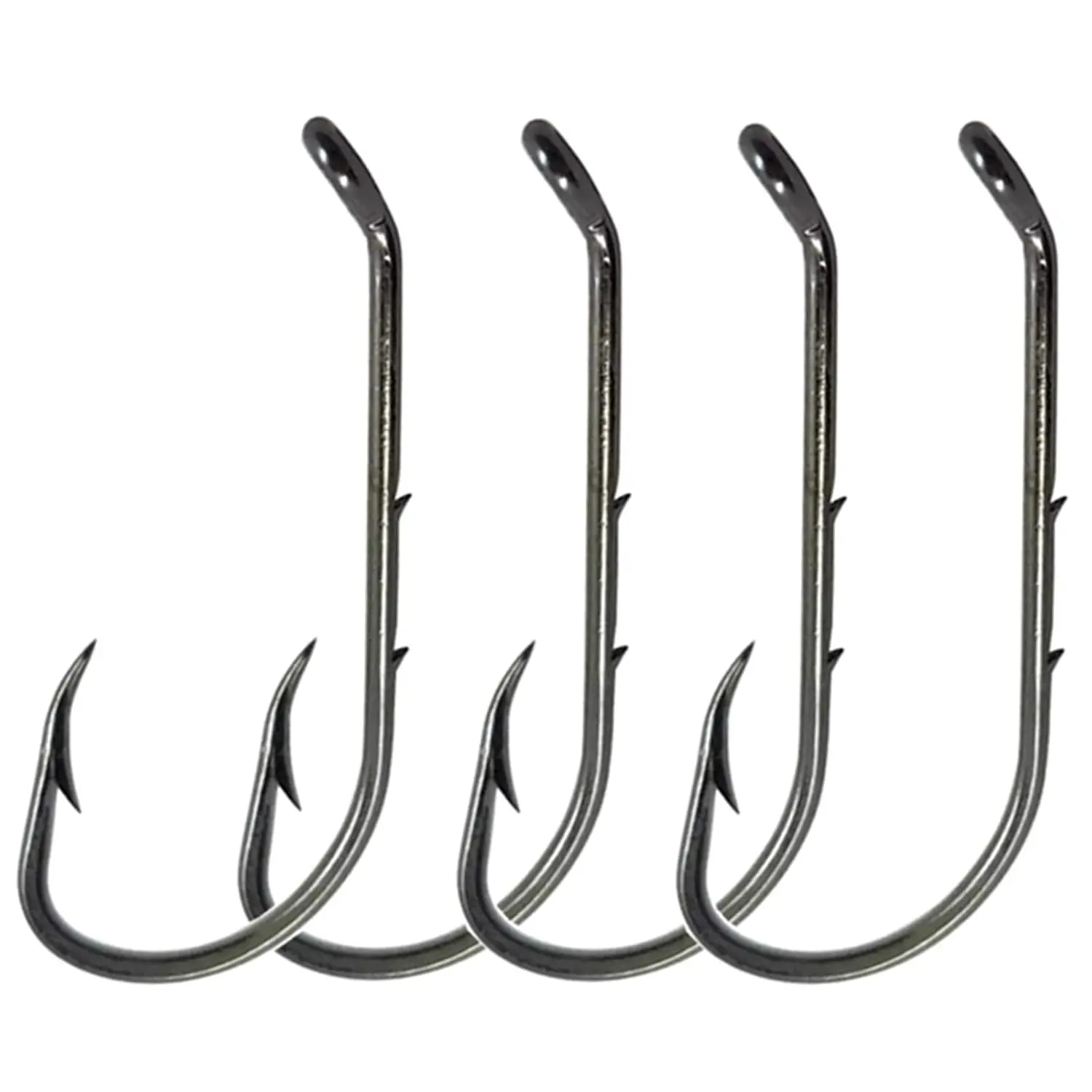 Baitholder Offset Fishing Hooks 100pcs Barbed Shank Down Eye Hooks