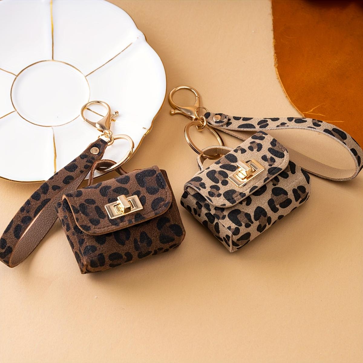 DB- Leopard Print PU Leather Keychain with Coin Pouch – Trendy Fashion Charm for Women, Mini Change Wallet Pendant for Keys, Handbags, Car Accessories, Stylish Everyday Carry Gift SpringStatements-DB