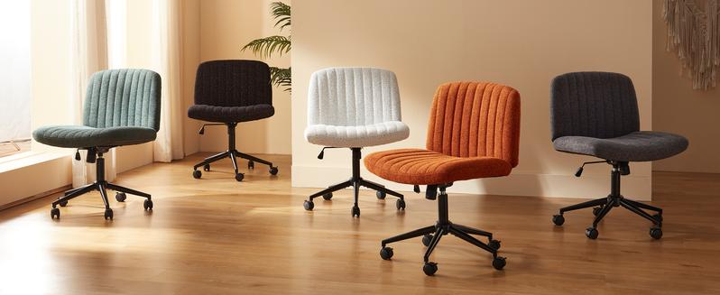 Dowinx Criss Cross Chair with Wheels, Preminum Fabric and Pocket Spring Cushion, Adjustable Swivel Wide Seat Computer Chair, Morden Design Vanity Chair