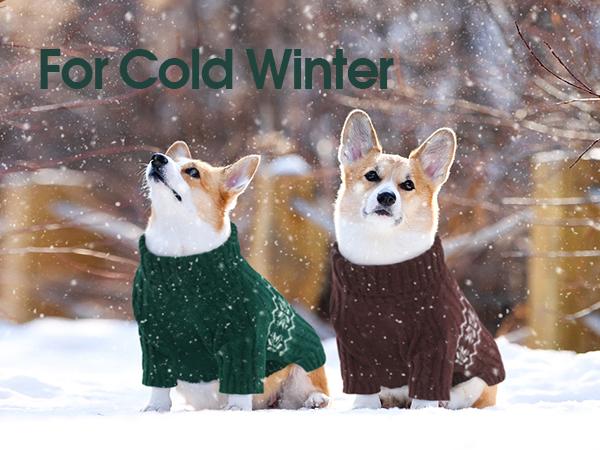 Kuoser Dog Sweater, Dog Sweaters for Medium Dogs, Doggie Sweater Boy Girl Christmas Clothes, Winter Coat Apparel Cable Knitwear, Pet Sweatshirt Outfit for Frech Bulldog, Boston Terrier