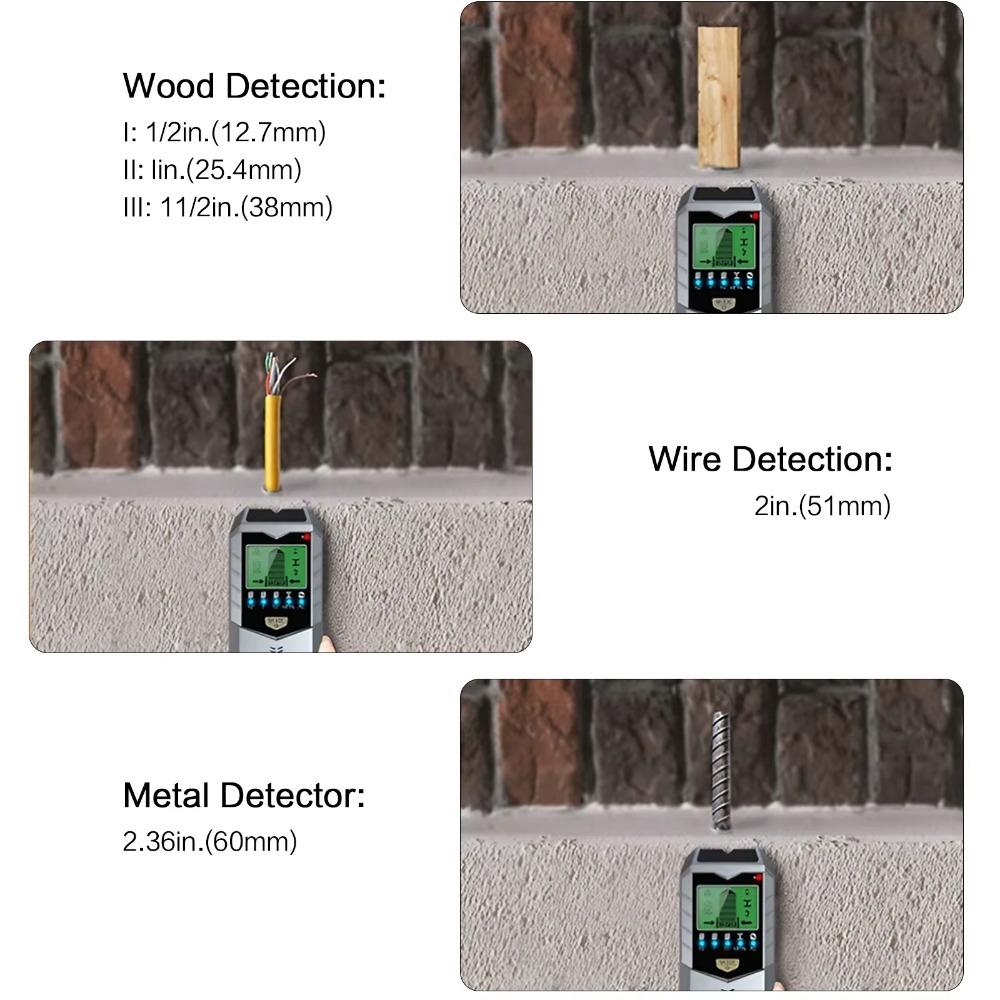 Professional Multi-Function Pipe and Cable Locator, High-Precision Wall Scanner, Portable Depth Measurement Tool, Handheld Hidden Wire Detector, Real-Time Structural Inspection Kit for DIY and Maintenance.