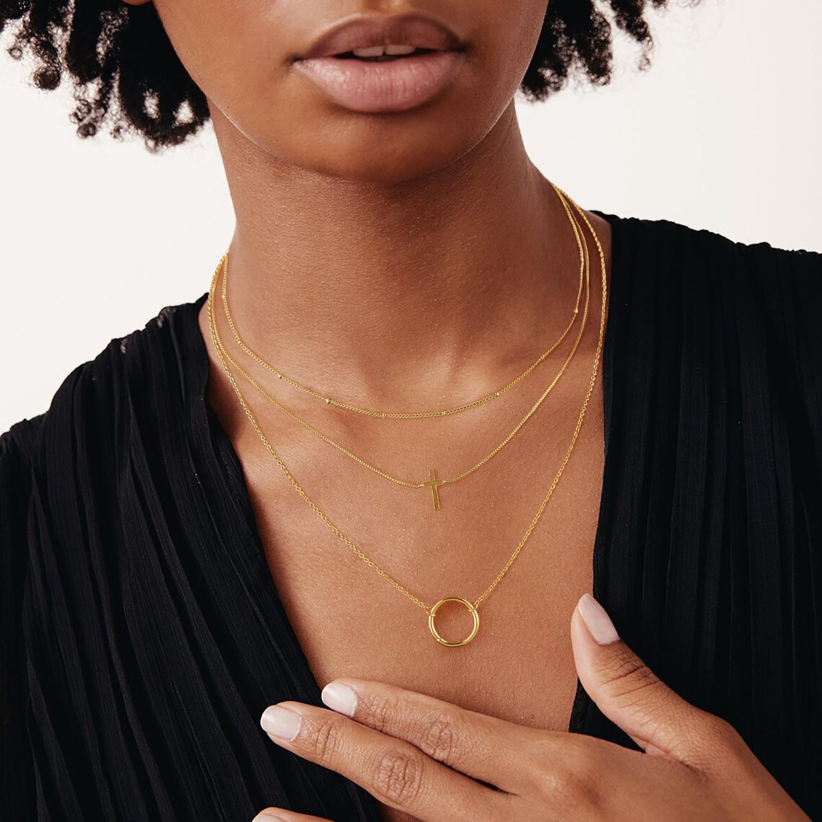 TASISO Gold Layered Cross Necklace for Women Dainty Diamond Cross Pendant Necklaces Non Tarnish Waterproof Necklace Simple Choker Minimalist Jewelry TASISO Gold Layered Cross Necklace for Women Dainty Diamond Cross Pendant Necklaces Non Tarnish Waterproof Necklace Simple Choker Minimalist Jewelry