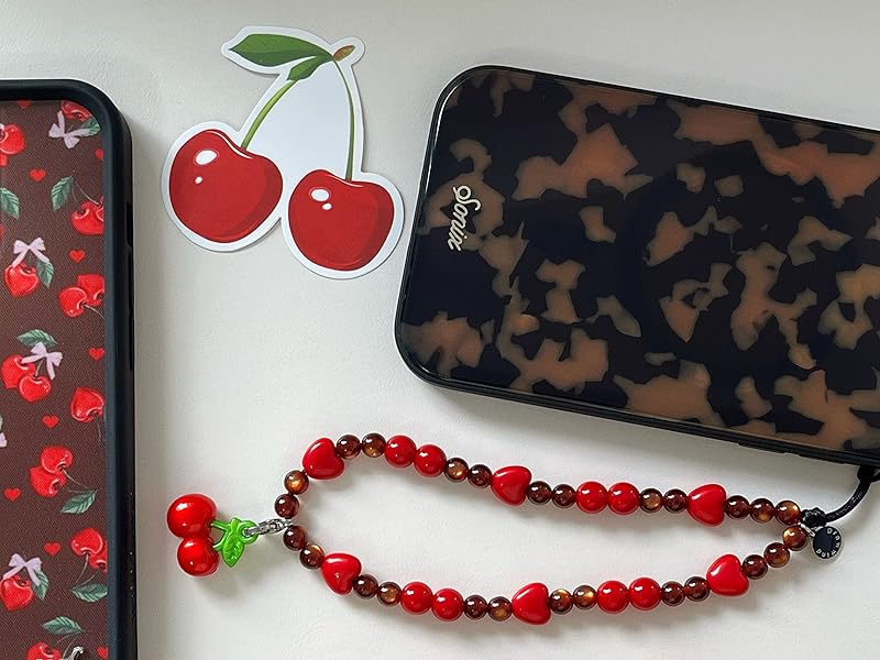 Phone Charm Beaded Wristlet Strap Universal Cell Phone Lanyard Cute Bracelet Wrist Strap Beaded Chain String Handmade Accessories for Case Camera Bags (Sweet Cherries) Phone Charm Beaded Wristlet Strap Universal Cell Phone Lanyard Cute Bracelet Wrist Strap Beaded Chain String Handmade Accessories for Case Camera Bags (Sweet Cherries)