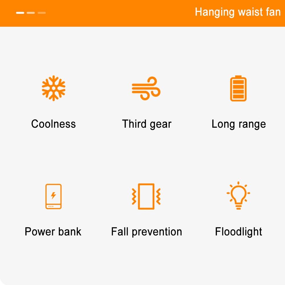 Portable Waist Fan USB Rechargeable Waist Clip Fan with Power Bank Personal Cooling Fan Wearable Belt Fan Lithium Battery Fan Battery Powered Fan for Outdoor Travel Working Sport