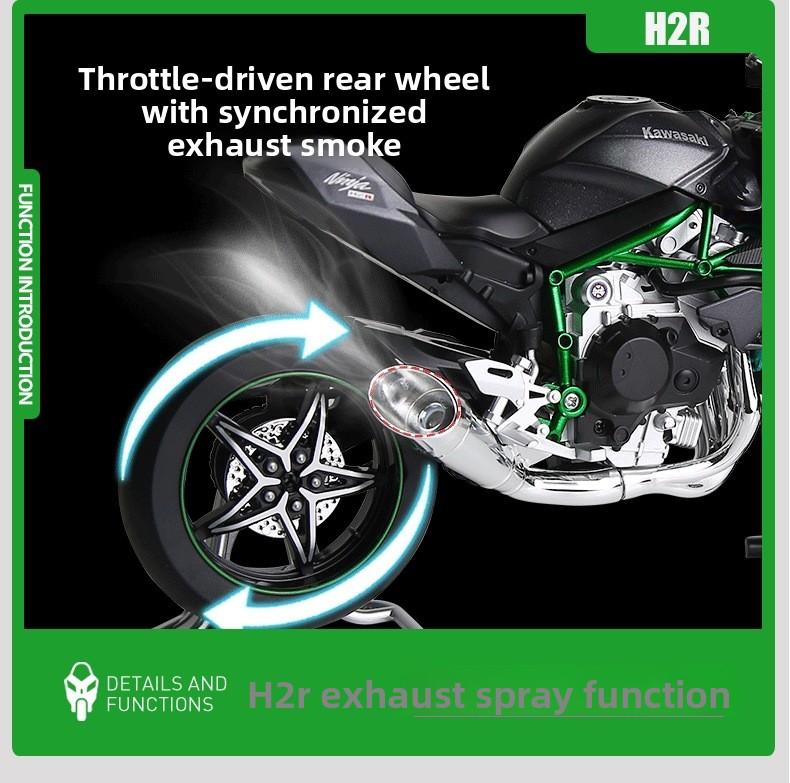 Dynamic H2r Motorcycle Model, Smoke Exhaust, Fire Start, Alloy Replica, Sound & Spray, Realistic Motorbike Experience, Gift for Boyfriend, Collectible, Toy