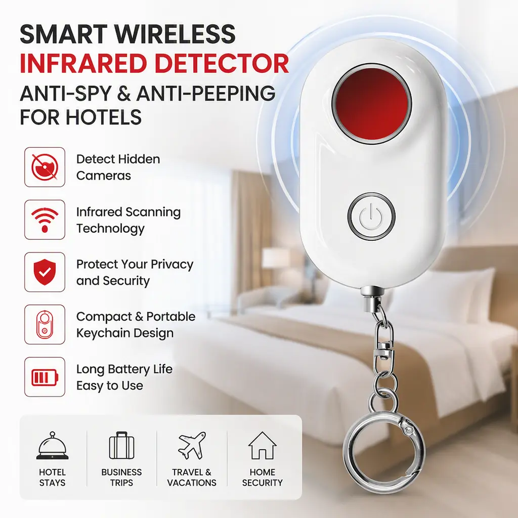 Personal Privacy Security Detector, Compact Infrared Camera Finder for Hotel Airbnb Travel Protection,Pre-lit